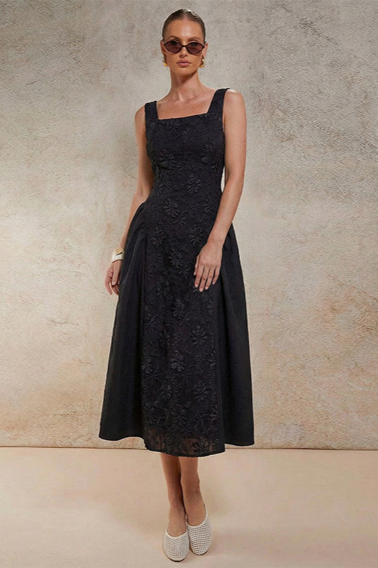 Sleeveless Embroidered Midi Dress