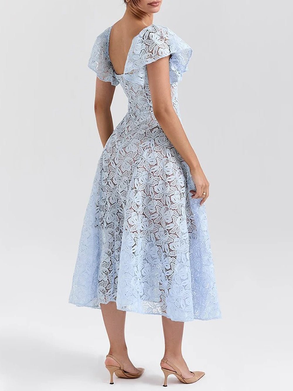 Short Ella Sleeve Backless Midi Dress