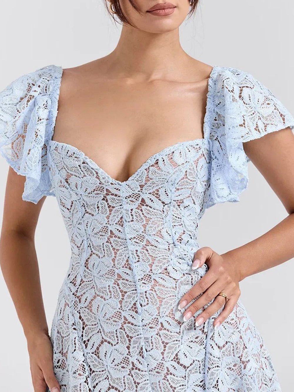 Short Ella Sleeve Backless Midi Dress