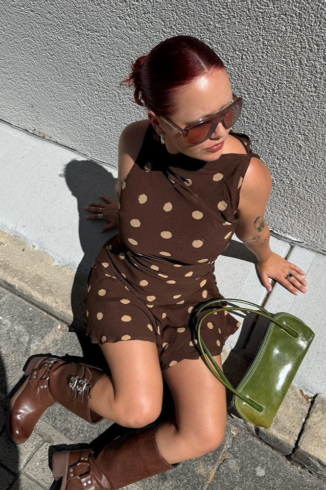 Dot Polka Ruched Bodycon Mini Dress