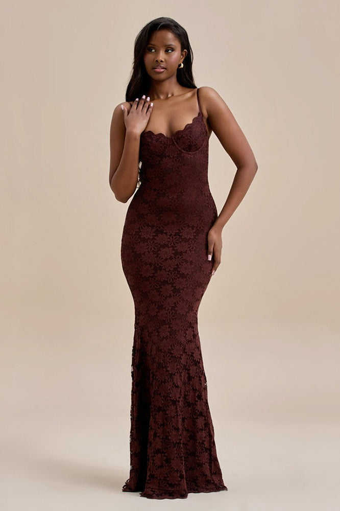Backless Edition Bodycon Cami Maxi Lace Dress