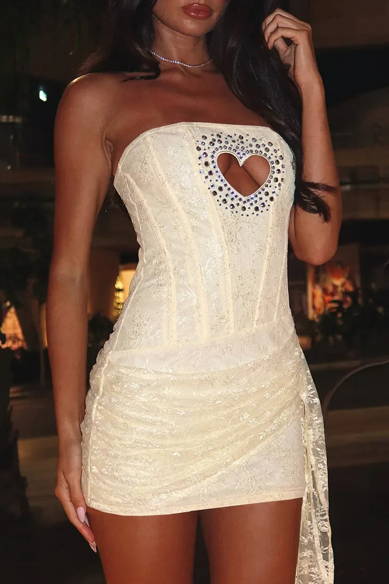 Cutout Heart Strapless Mini Dress