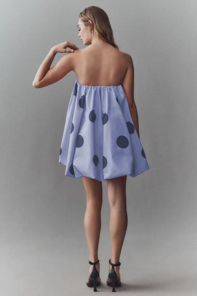Attractive Polka Dot Strapless Bodycon Mini Dress