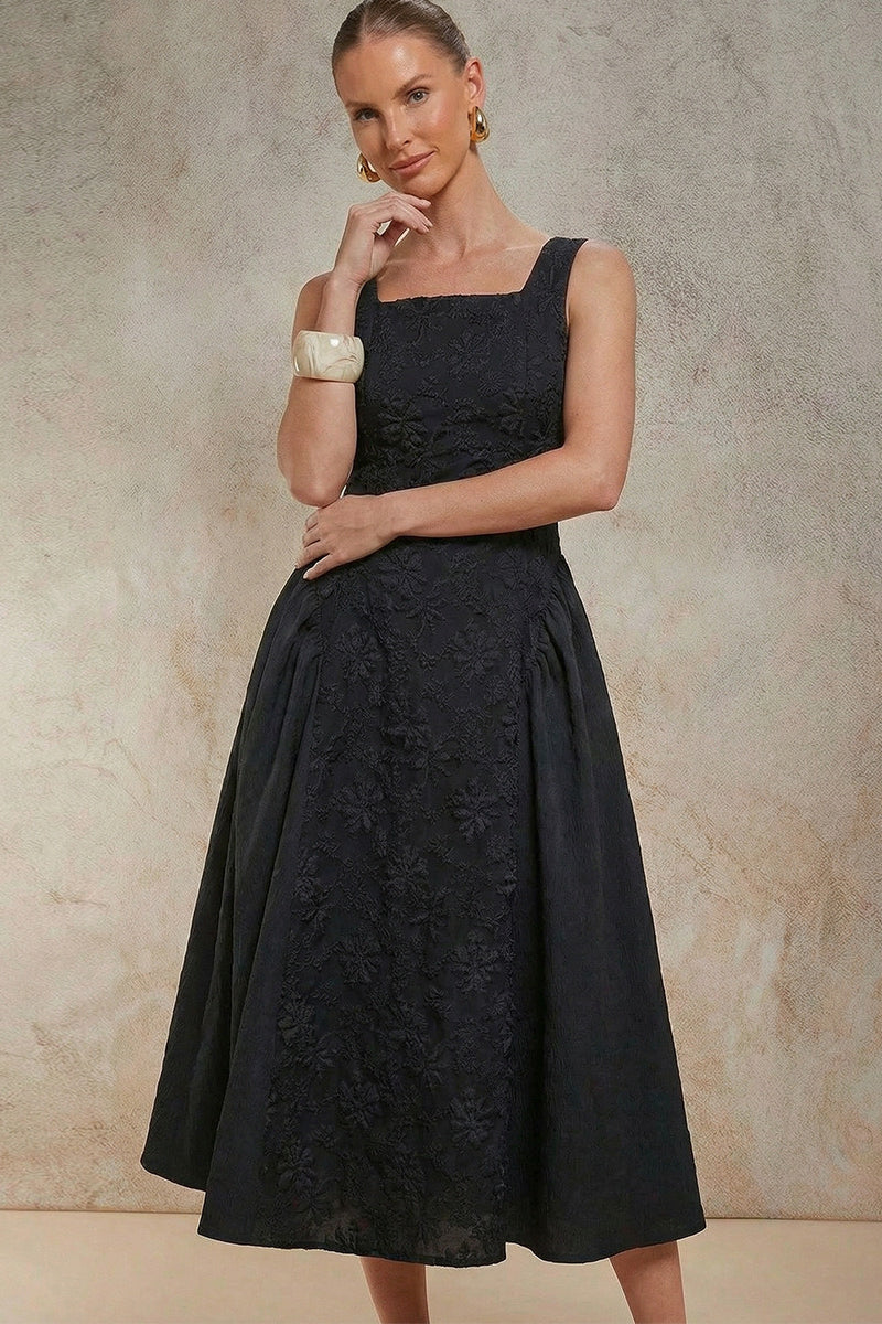 Sleeveless Embroidered Midi Dress