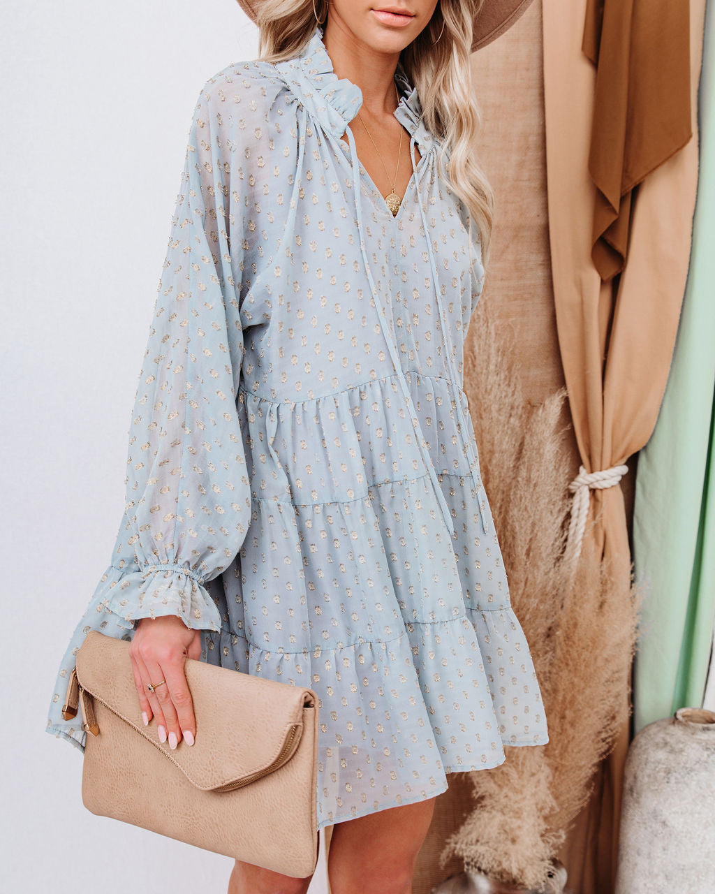That All Glitters Swiss Dot Tiered Babydoll Dress
