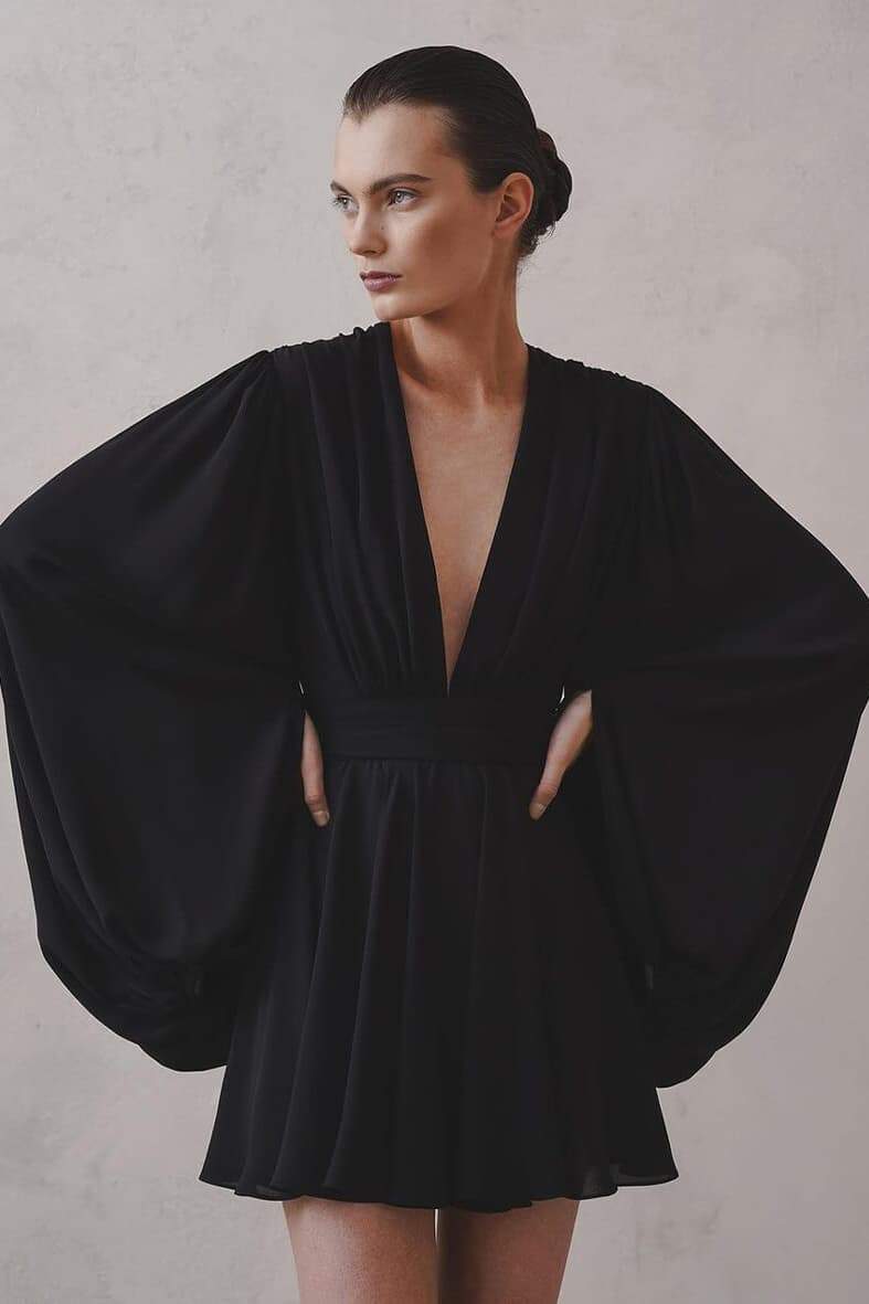 Aesthetic Maricarmen Mini Dress with Deep V Neck Chic Silhouette Collection