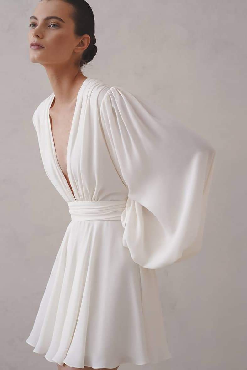 Aesthetic Maricarmen Mini Dress with Deep V Neck Chic Silhouette Collection