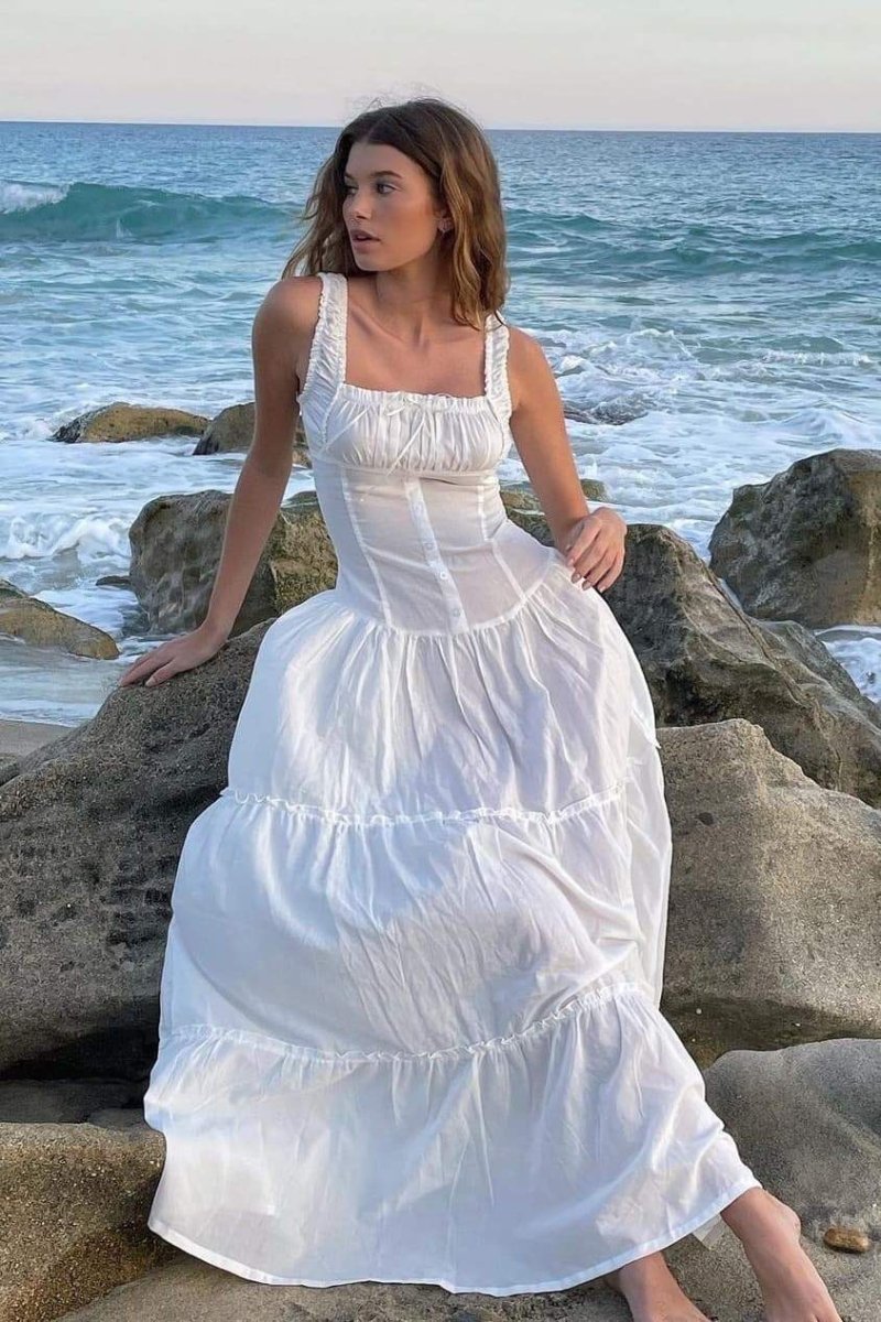 Valeria Boutique Semi Sheer Maxi Dress with Ruffles Premium Wardrobe Essential