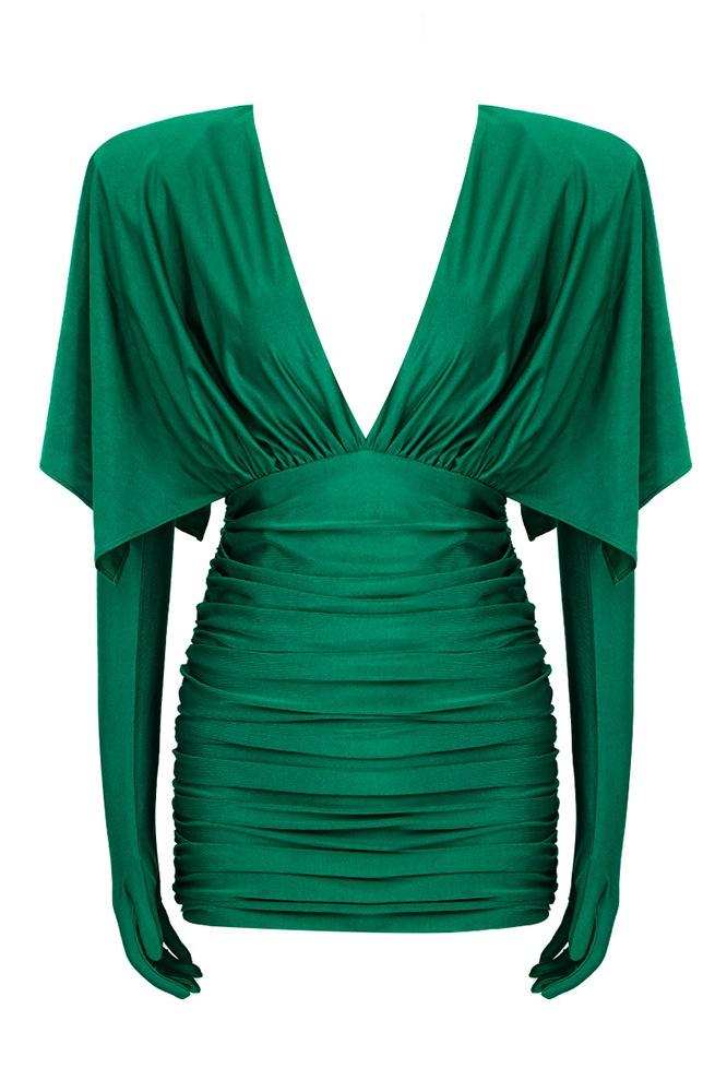 Minimalist Pilar Ruched V Neck Corset Mini Dress Statement Occasion Edit