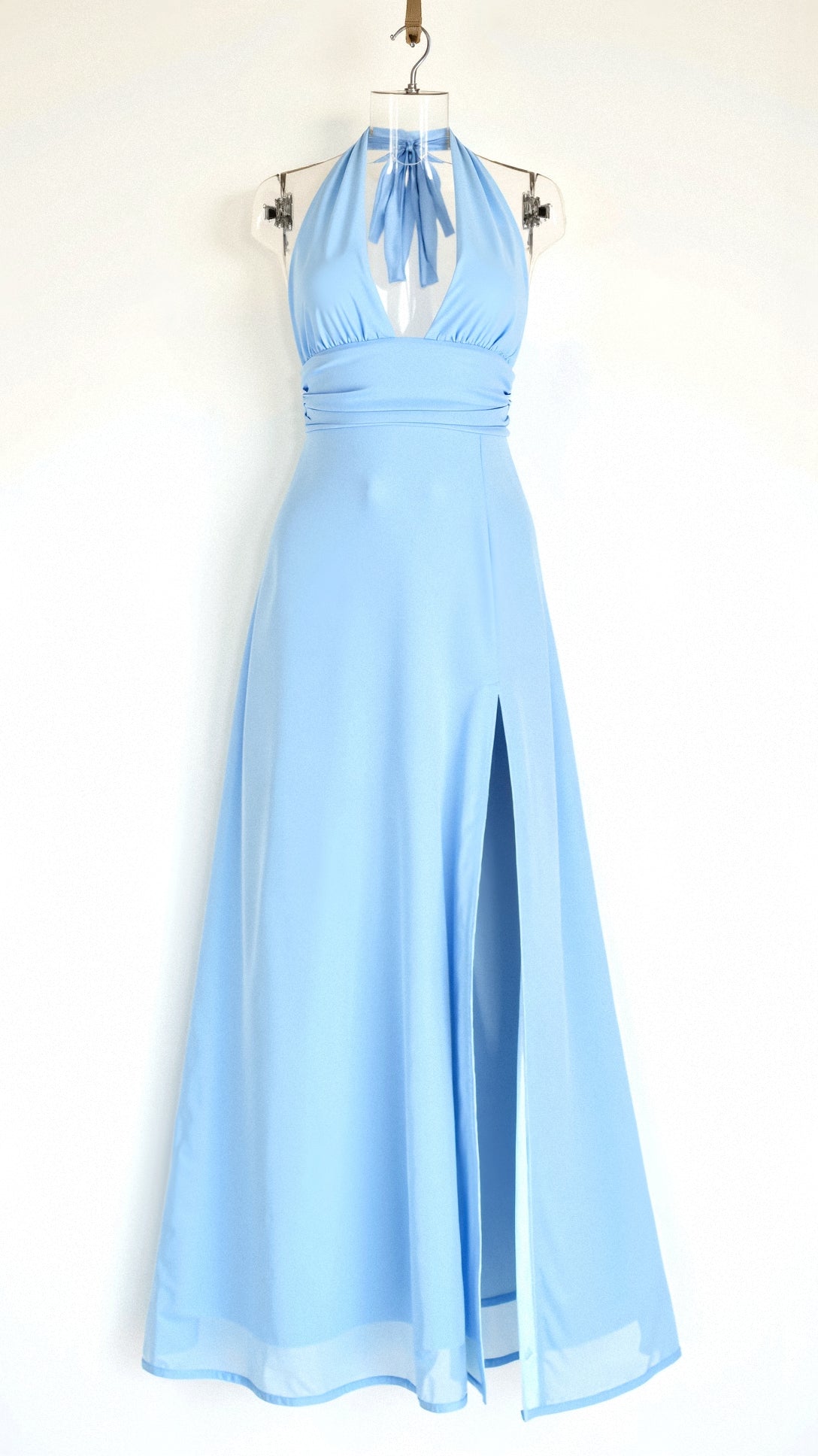 Oriana Chic Maxi Halter Dress V Neck and Slit Premium Edit