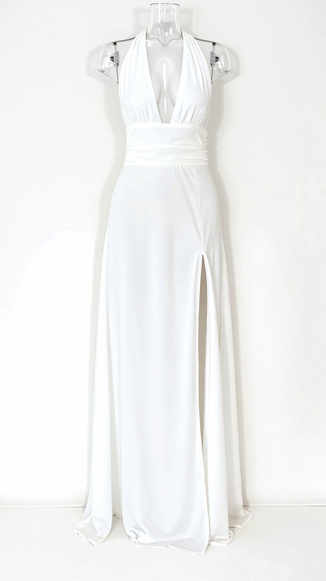 Oriana Chic Maxi Halter Dress V Neck and Slit Premium Edit