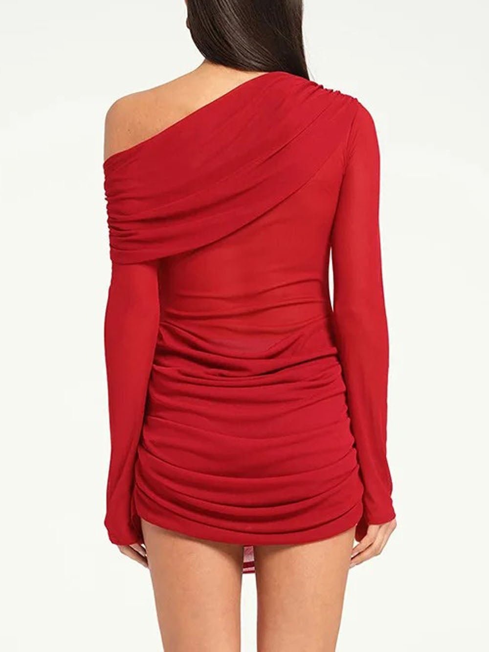 One Ariana Shoulder Mesh Mini Dress