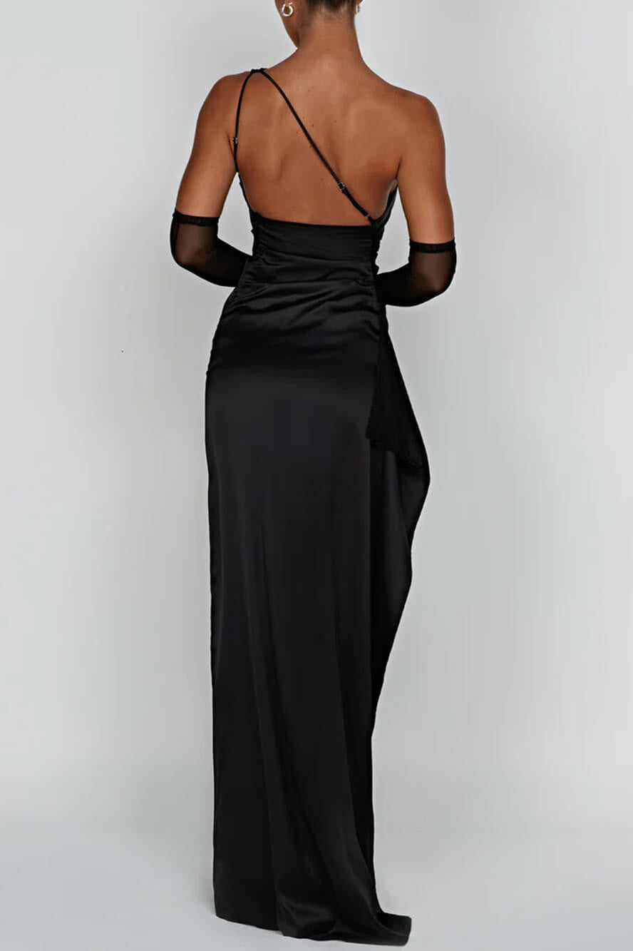 Ariana Timeless Satin Maxi Dress with Slit Boutique Edit