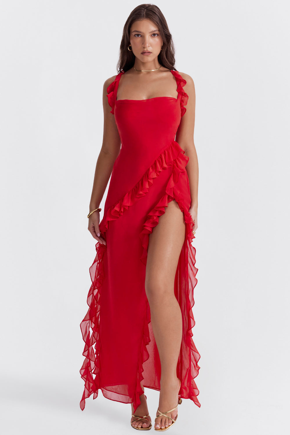 Delilah | Graceful Ruffle Slit Dress