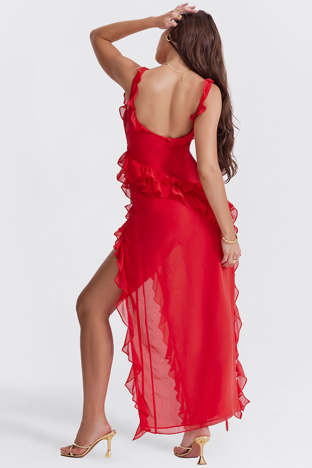 Delilah | Graceful Ruffle Slit Dress