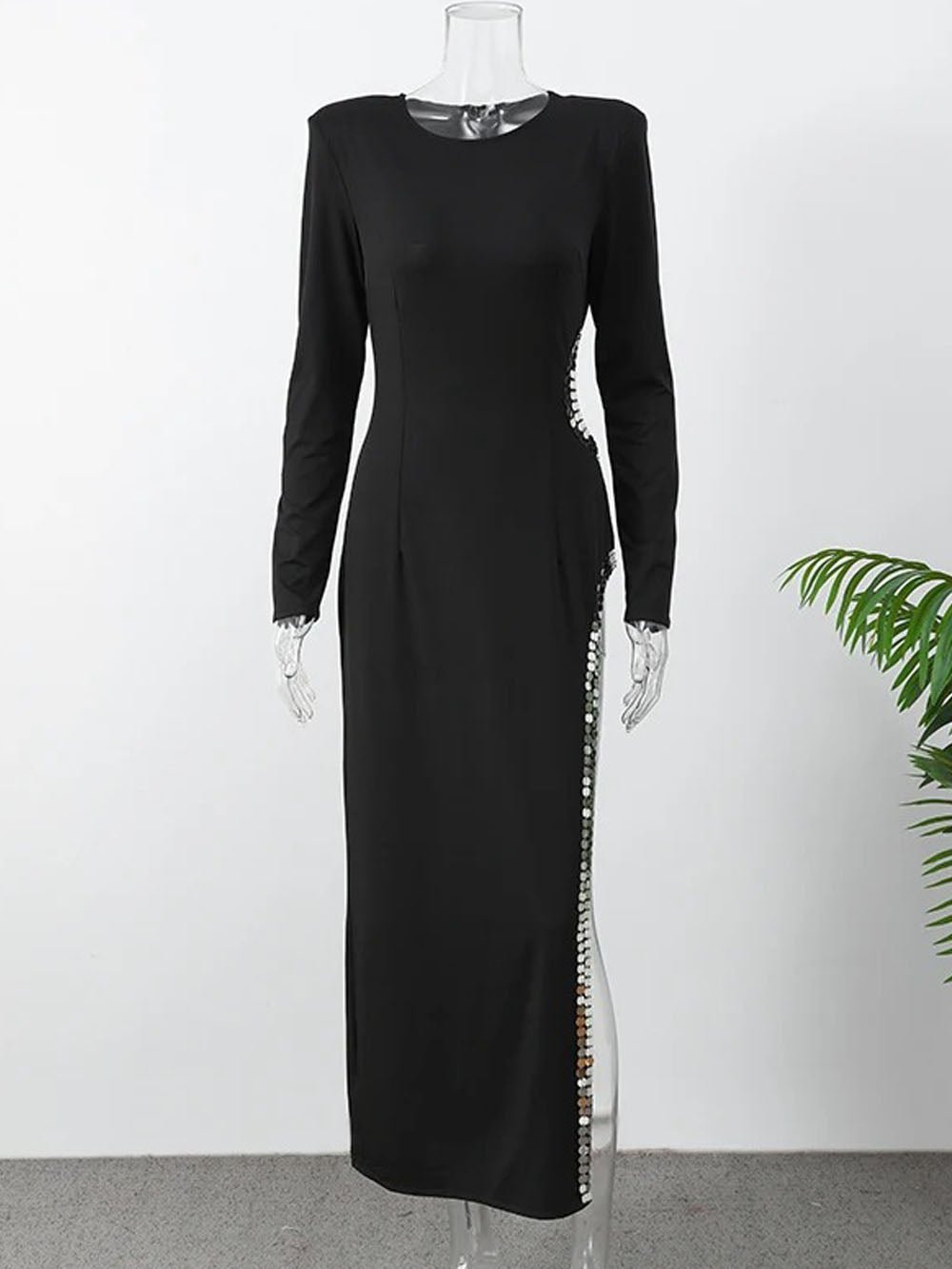 Arya Sequin Shoulder Maxi Dress