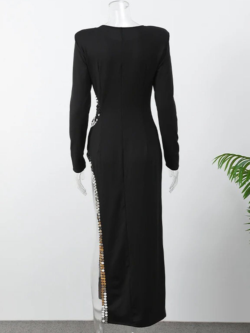 Arya Sequin Shoulder Maxi Dress