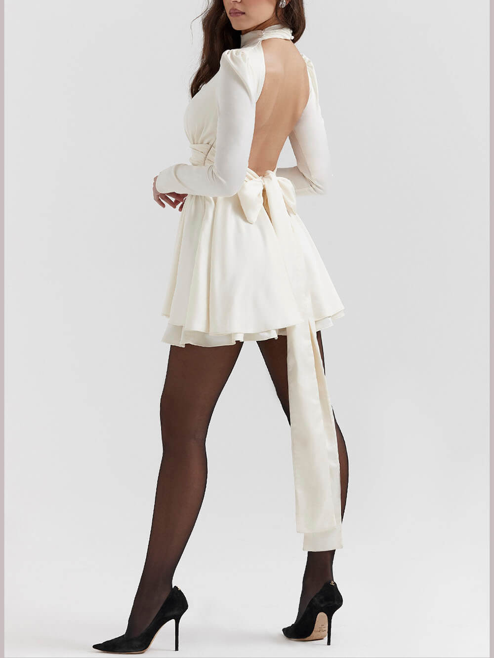 Bow Ivory Mini Dress