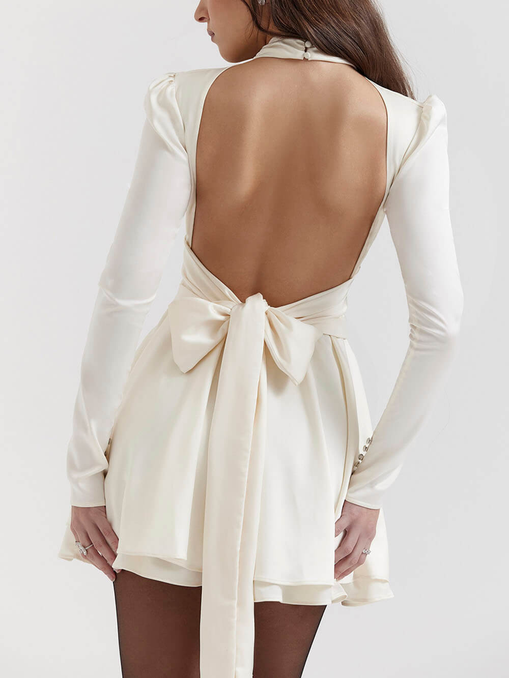 Bow Ivory Mini Dress