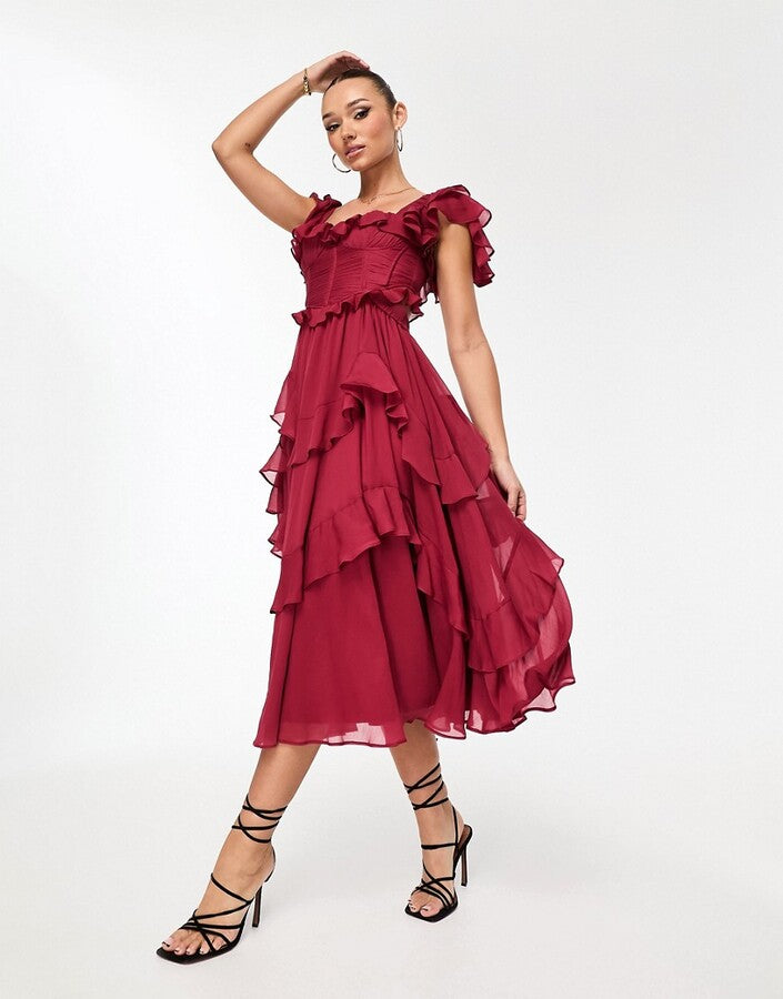 Ruffle Freyna Midi Dress