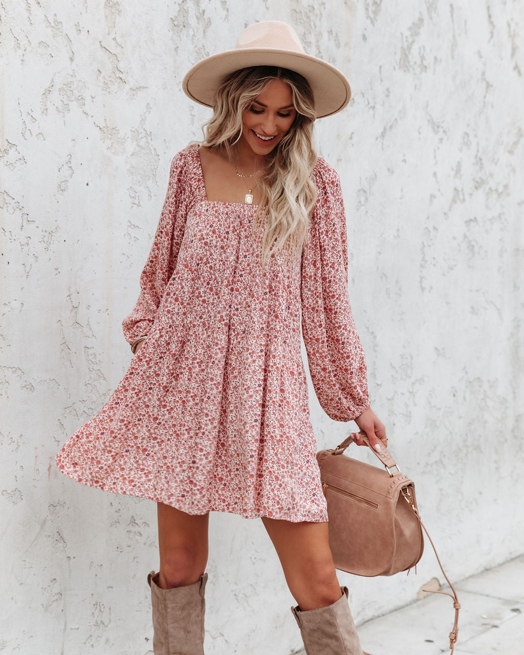 Aubree Pocketed Botanical Babydoll Dress