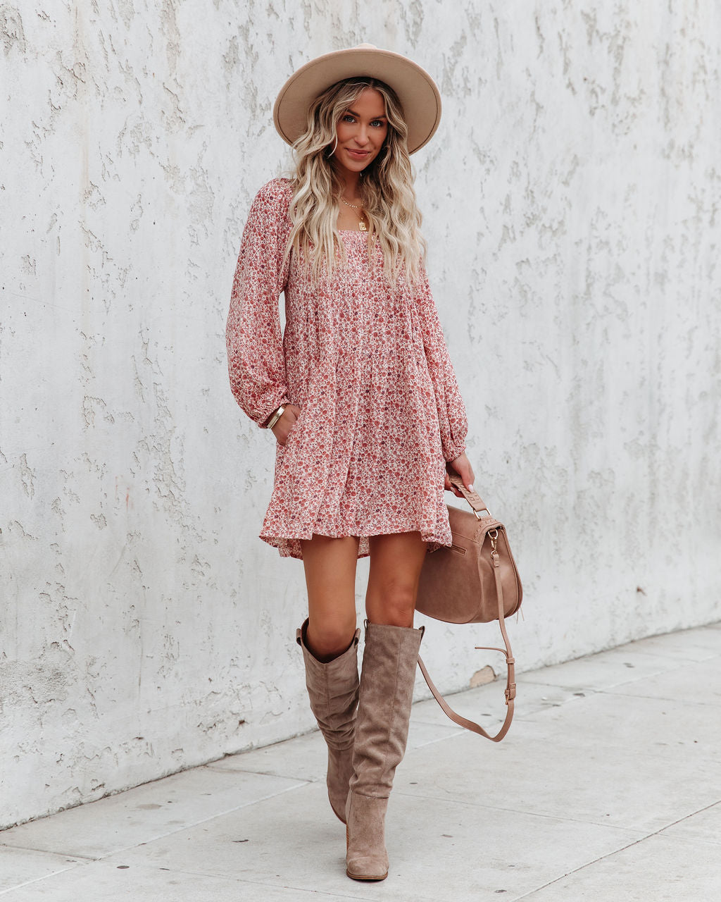 Aubree Pocketed Botanical Babydoll Dress