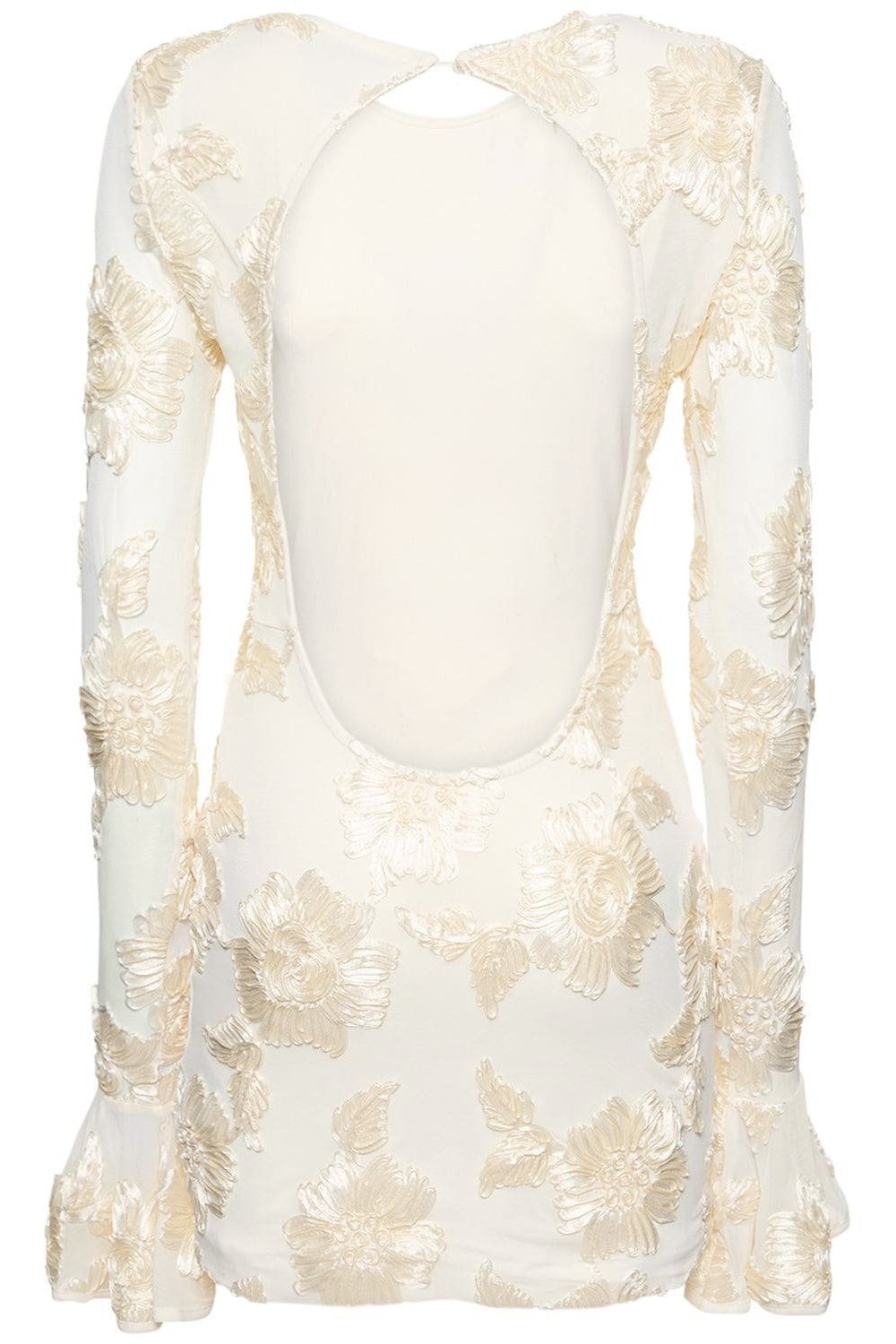 Chic Norma Backless Embroidered Mesh Mini Dress Silhouette Collection