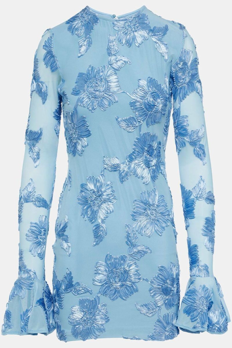 Chic Norma Backless Embroidered Mesh Mini Dress Silhouette Collection
