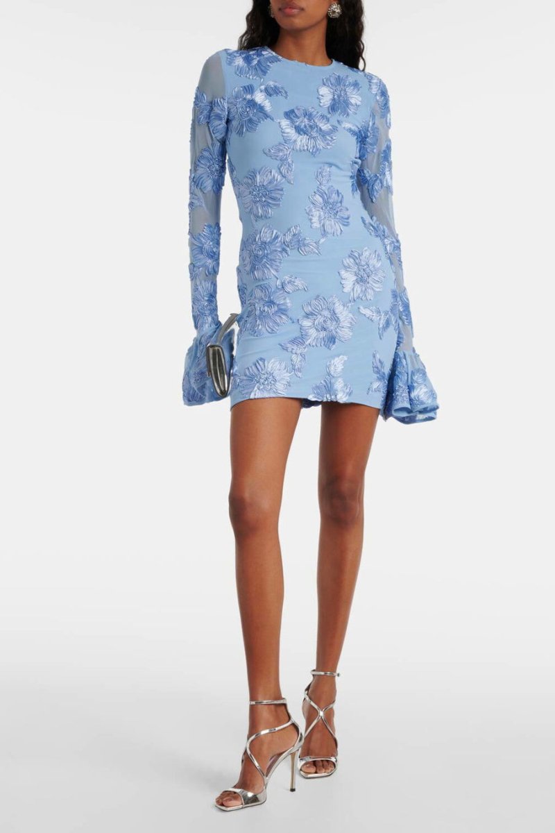 Chic Norma Backless Embroidered Mesh Mini Dress Silhouette Collection