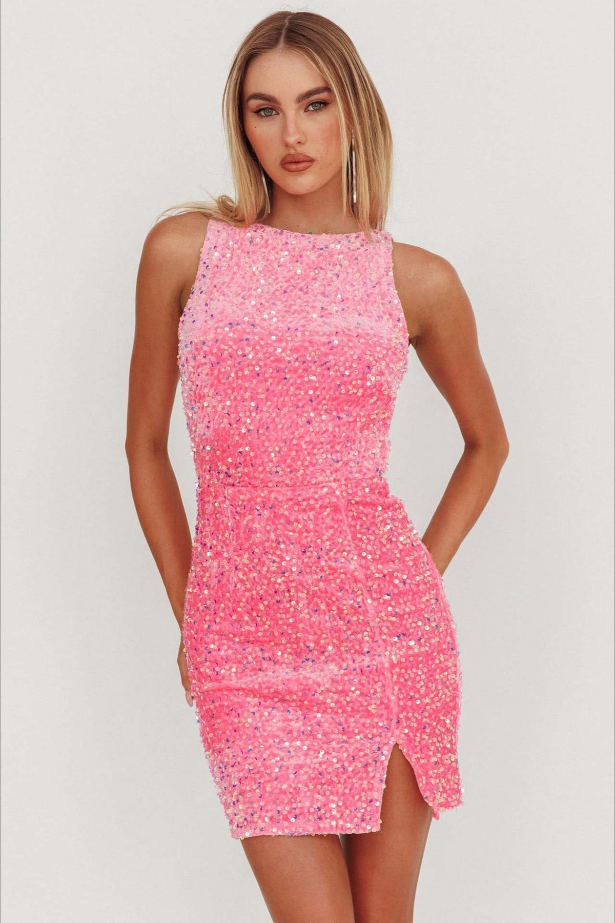 Sleeveless Backless Sequin Mini Dress