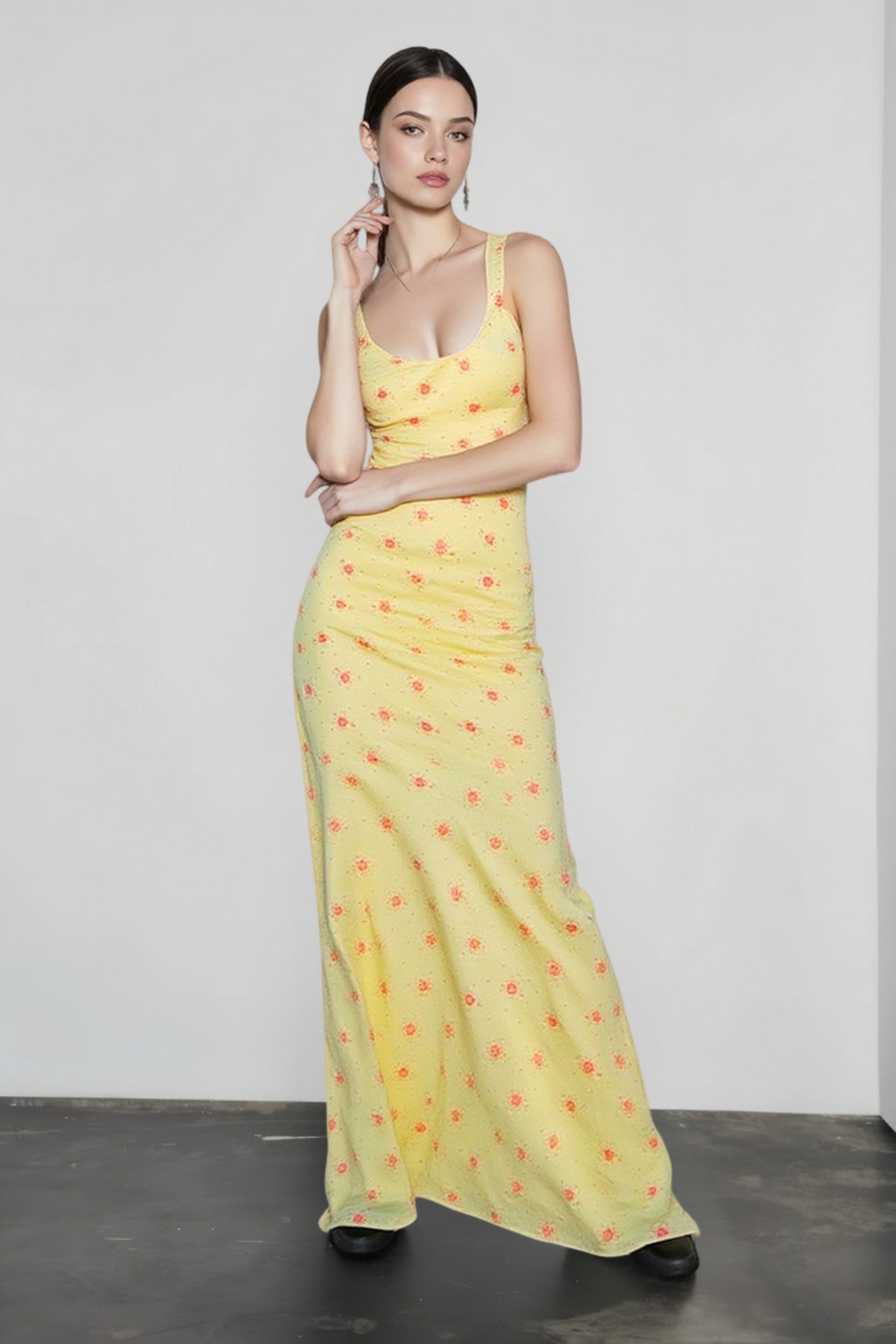 Bloom Print Cami Mermaid Hem Maxi Vacation Dress