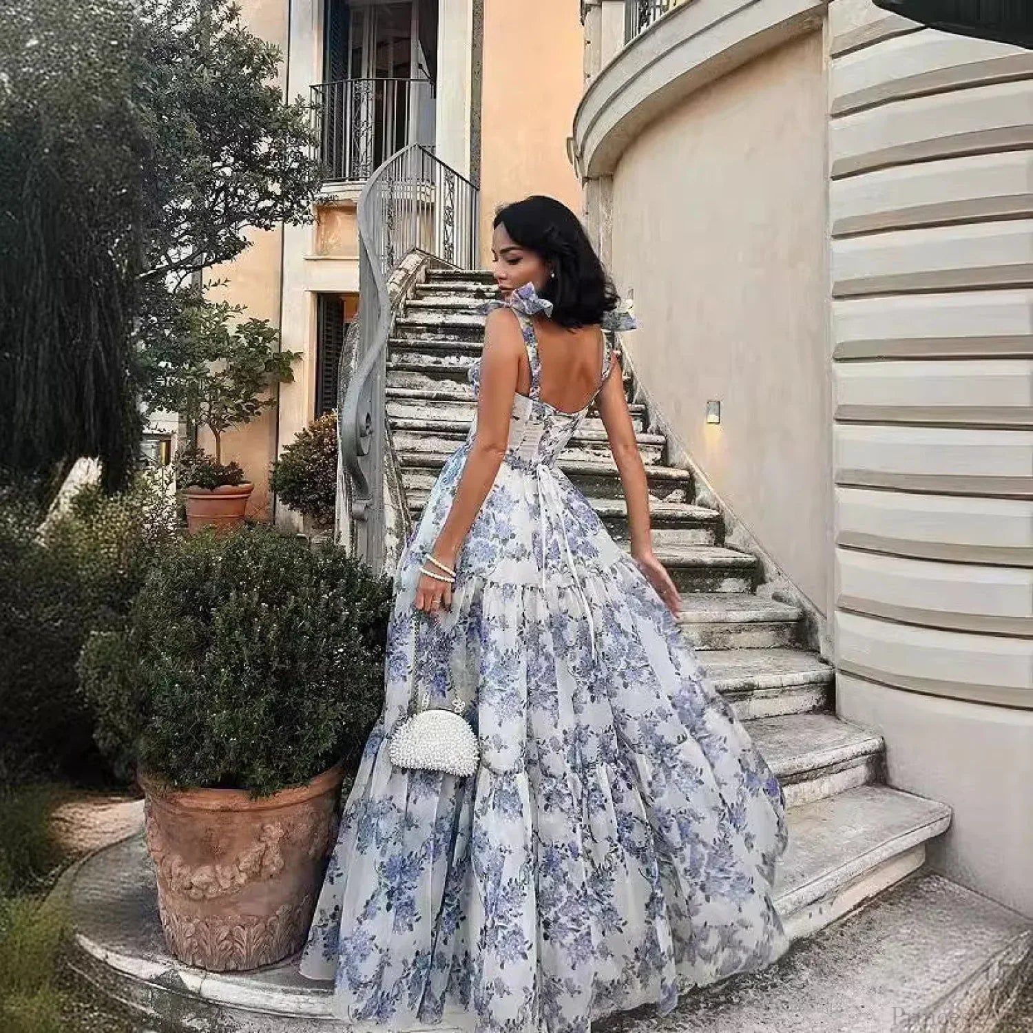 Backless Chic Deep V Prom Dress