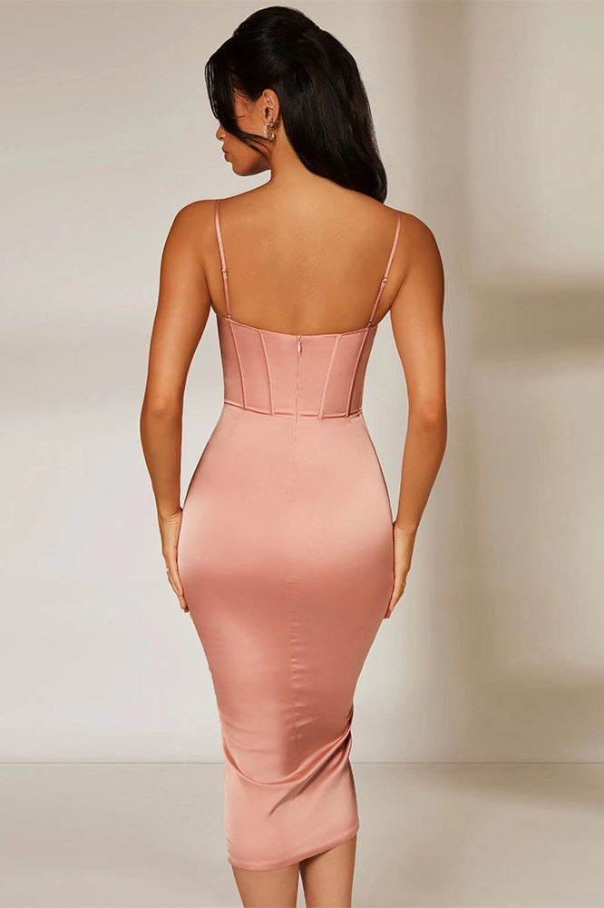 Corset Backless Split Midi Dress
