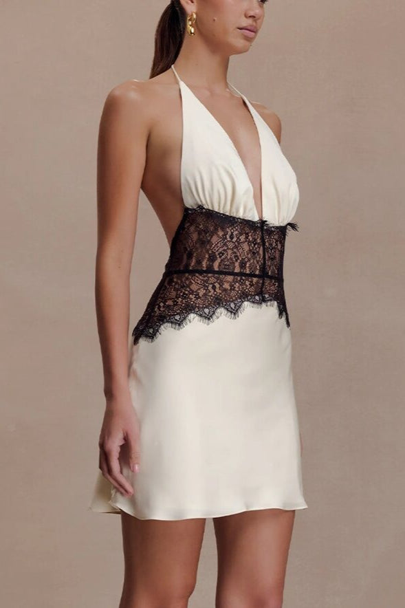 Back Open Ruched Corset Mini Dress