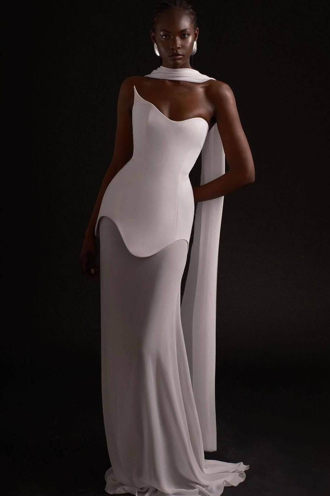 Minimal Chic Long Streamer Strapless Bodycon Prom Dress