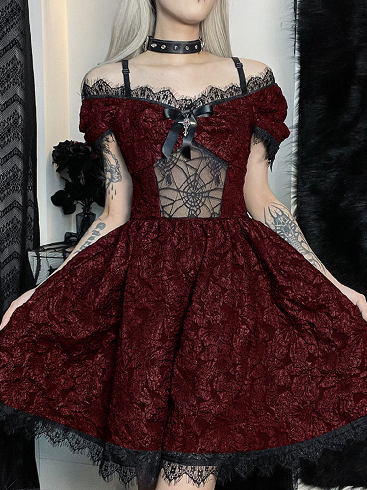 Mini Party Aesthetic One Shoulder Strap Lace Cutouts Graceful ALine High Waist Prom Y2K Grunge Clubwear Dress