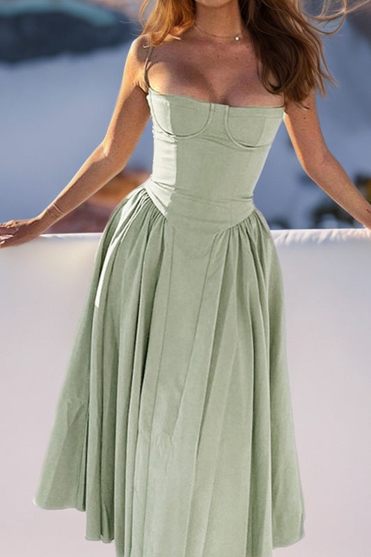 Graceful Vintage Satin Halter Maxi Prom Dress