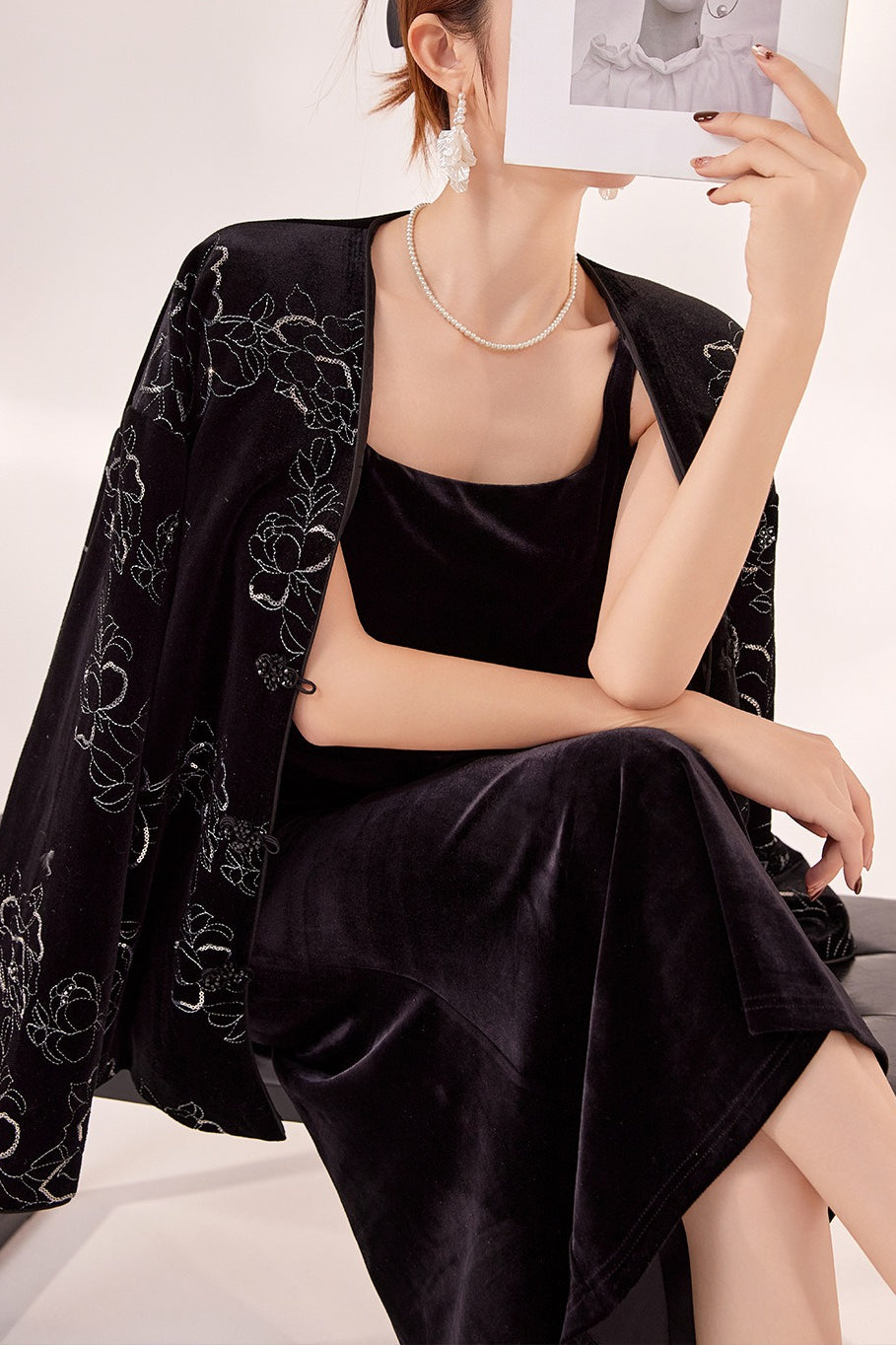 Attractive Velvet Strappy Backless Maxi Dress