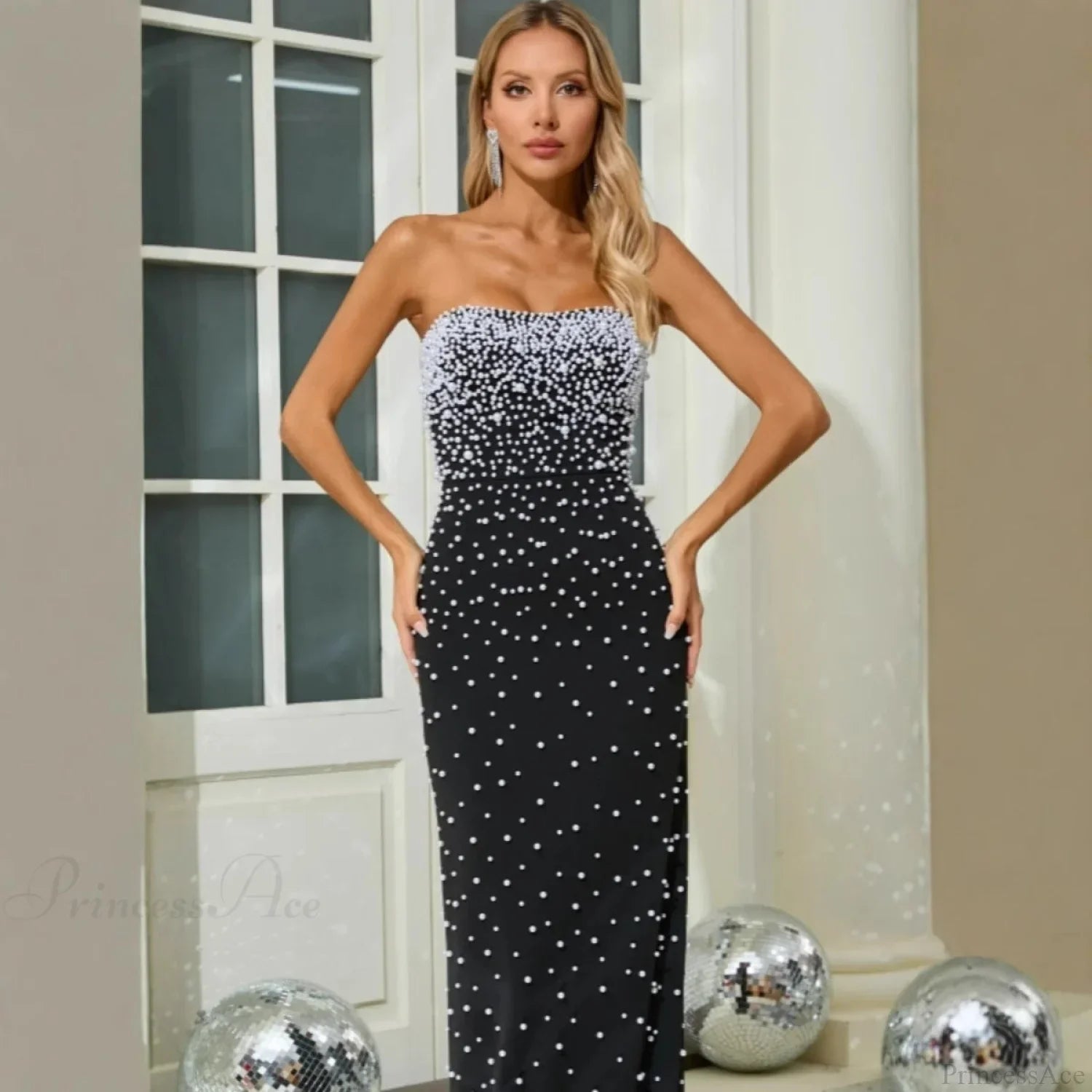 Beaded Strapless Bandage Graceful Evening Prom Dress