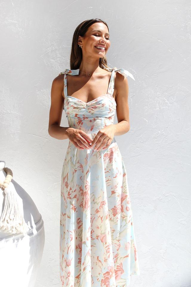 Premium Salomé Printed Midi Dress with Straps Designer Edit