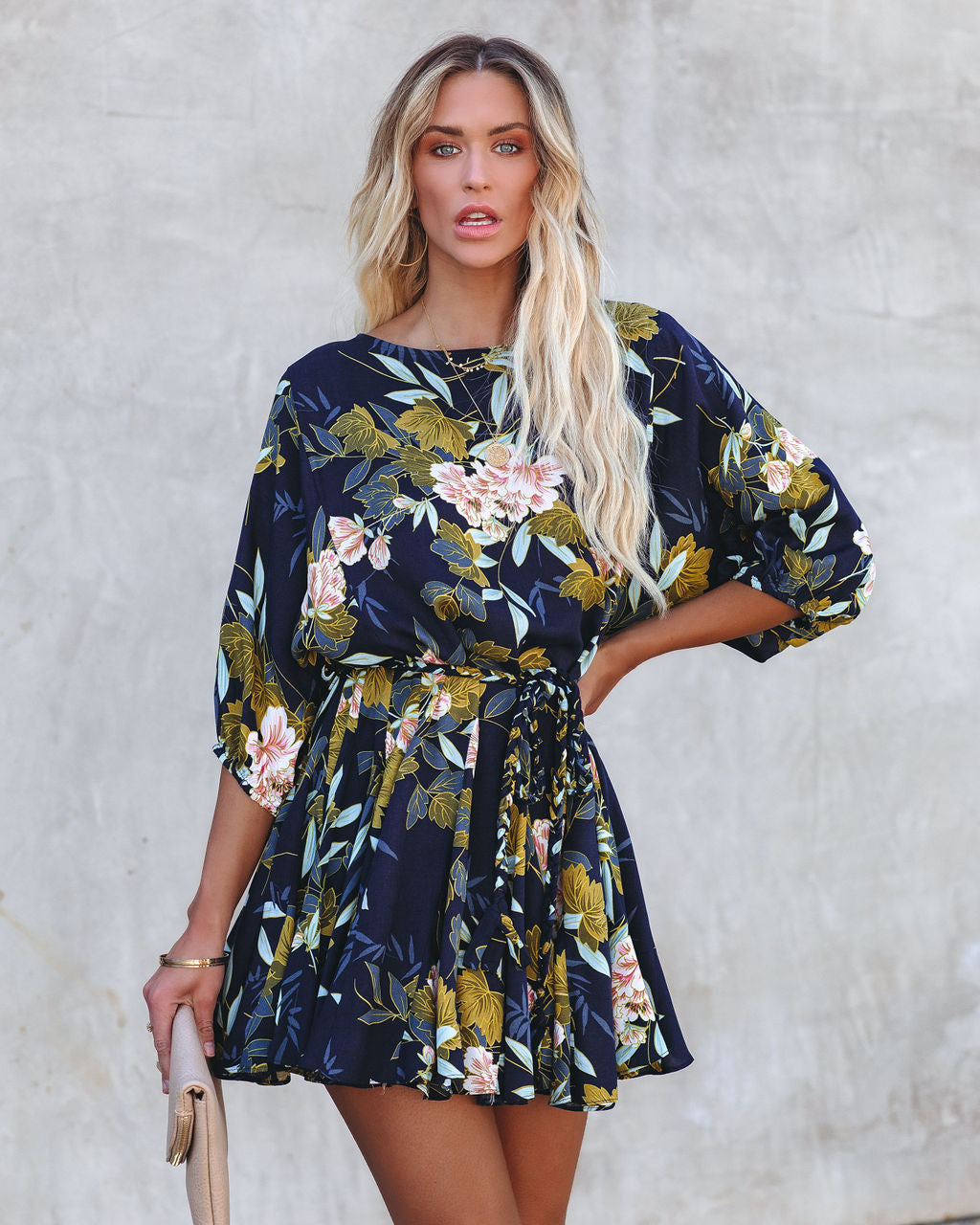 Lovely Botanicals Rope Tie Ruffle Dress