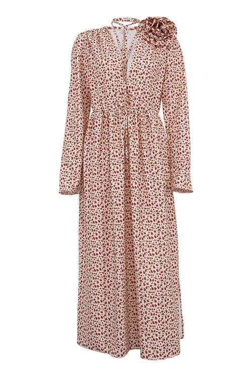 Timeless Sofía Flower V Neck Midi Dress Elevated Occasion Wear