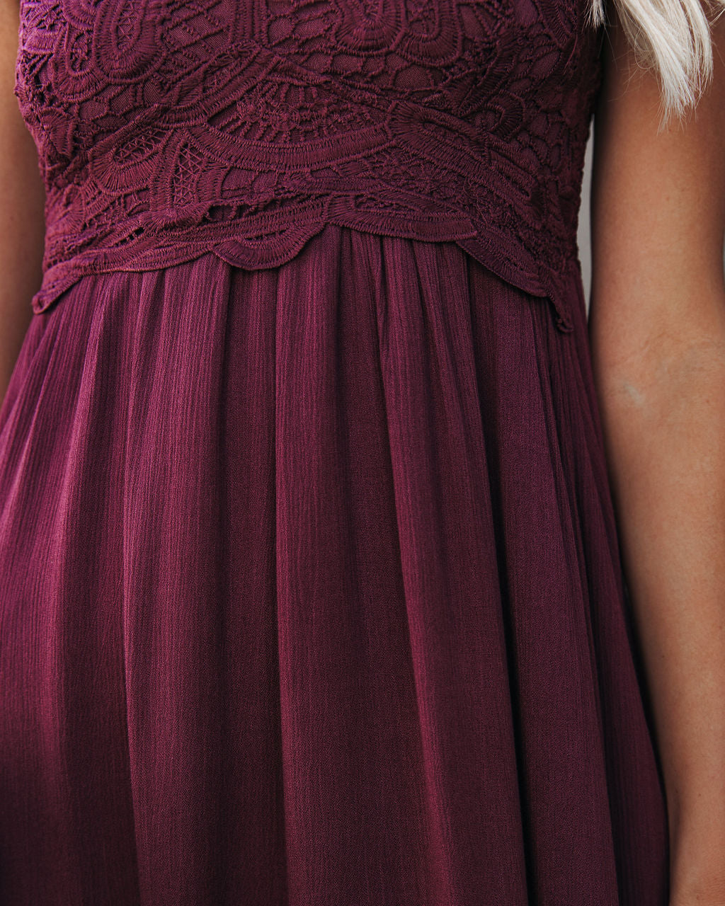 My Of Love Pocketed Lace Ruffle Dress Plum