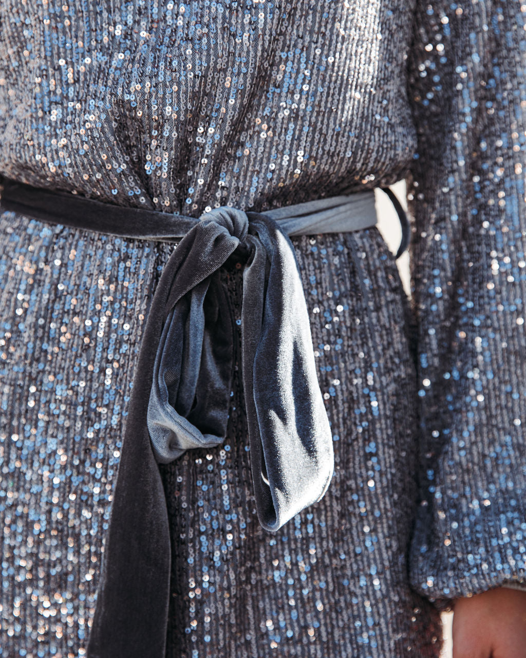 Than Better A Gift Sequin Tie Dress Metallic Silver FINAL