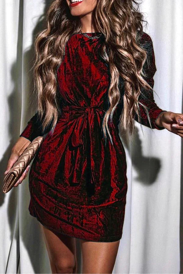 Round Fernanda Neck Mini Dress for Women Trendy Daily Look