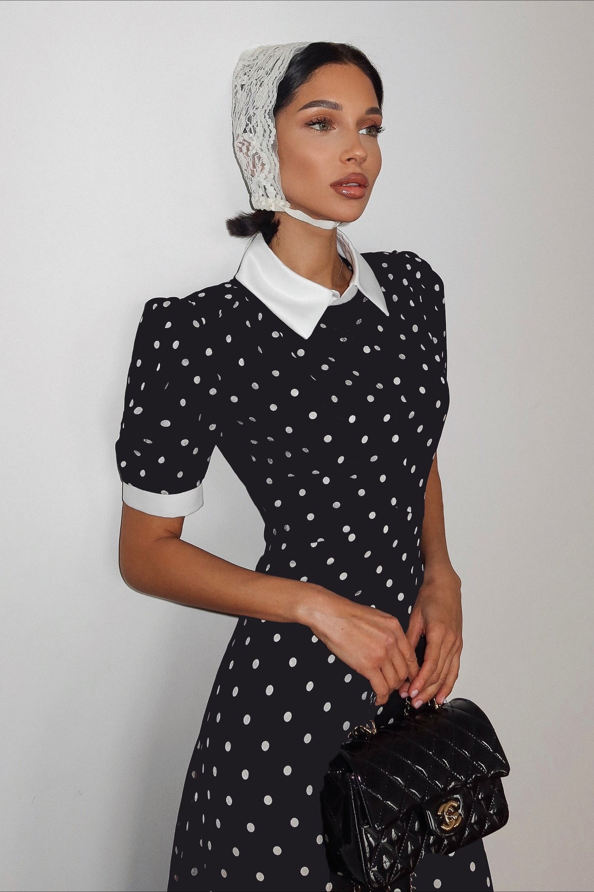 Polka Edition Dot Color Block Waist Cinching Maxi Dress