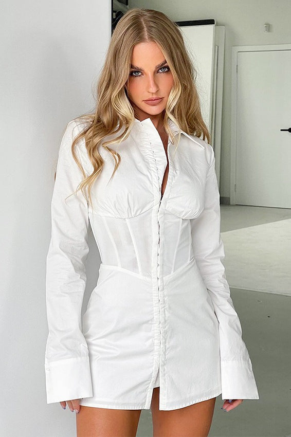 Fit Slim White Polo Mini Dress