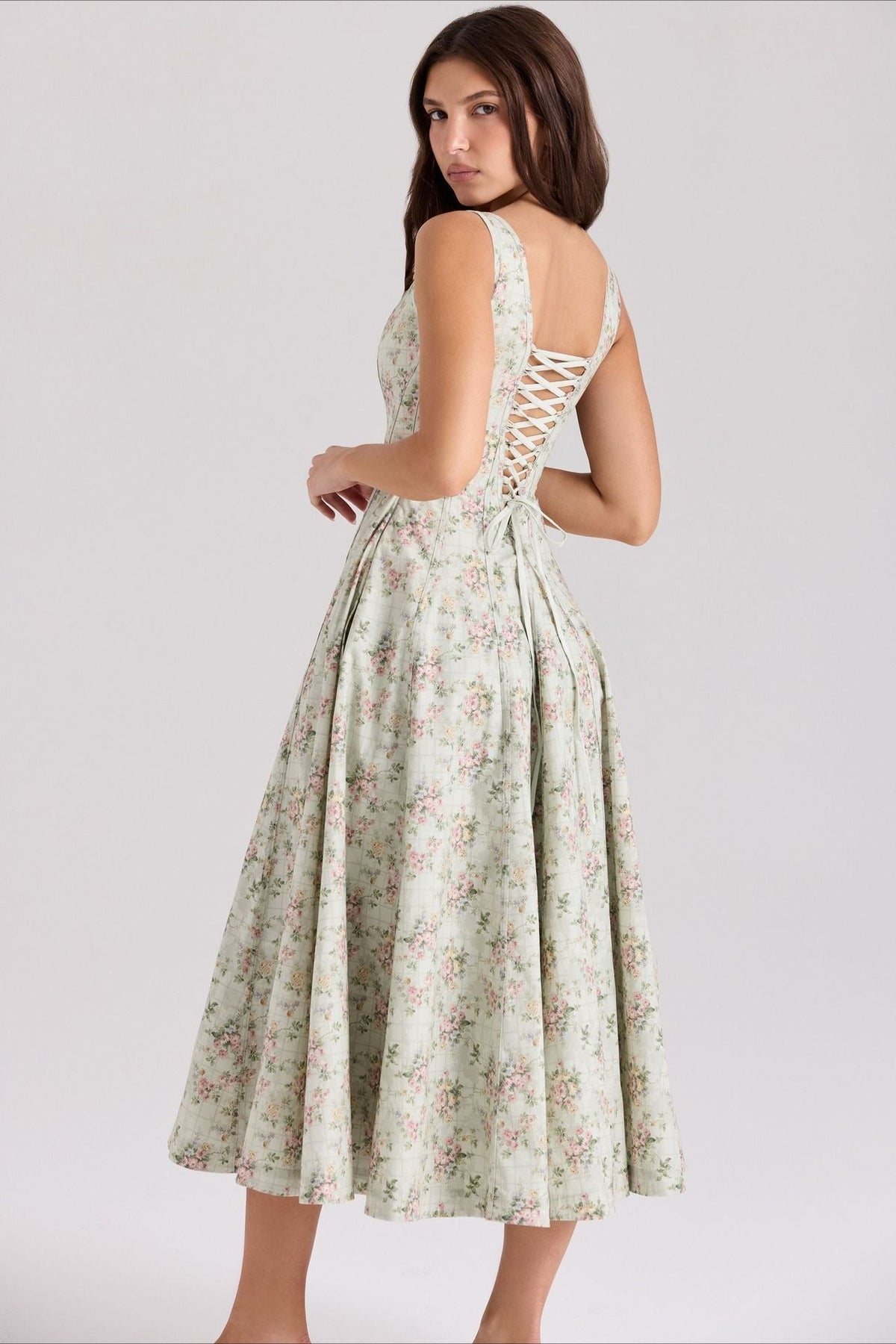 Shoulder Off Tie Strap Midi Dress