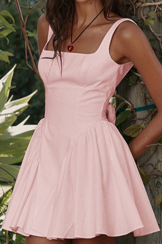Graceful Open Back Bow Mini Dress