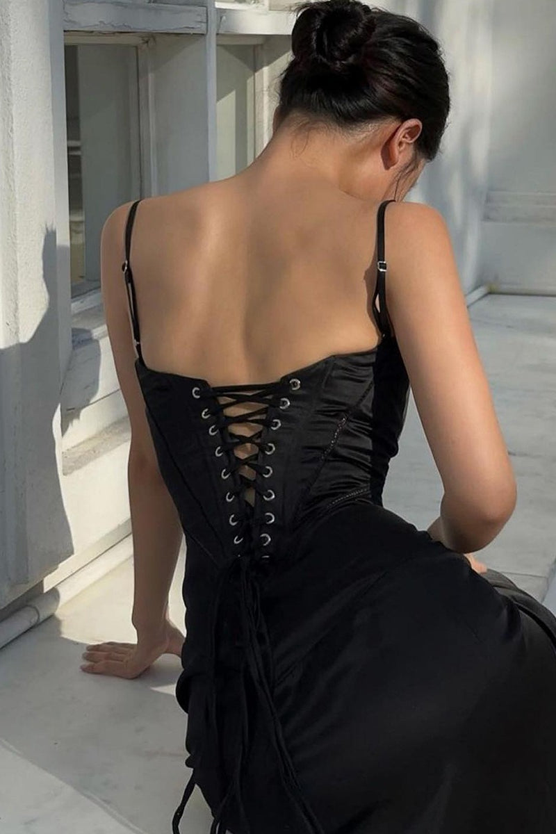 Chic Cami Slim Fit Back Tie Long Prom Dress